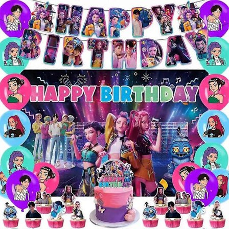 K-Pop Demonjegere Komplett Festdekorasjonssett med Bannere og Ballonger