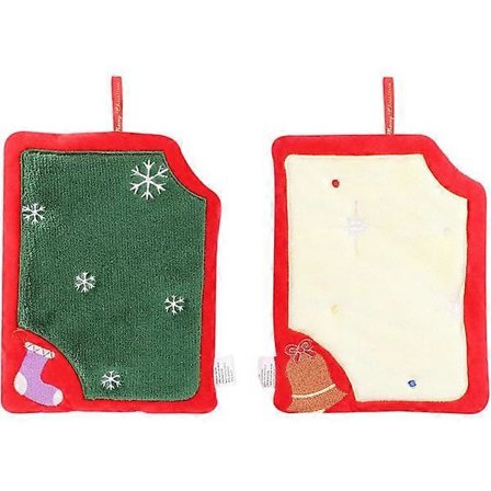 2 julehåndklæder, Glædelig jul-håndklæde med løkke til madlavning, bagning, rengøring (B).