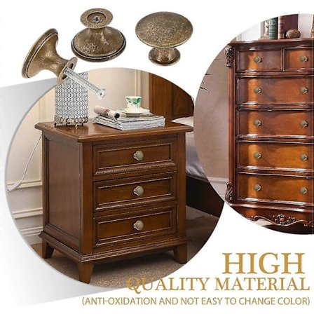 Set med 12 Vintage Chic Antikmässing Skåpknoppar 30mm