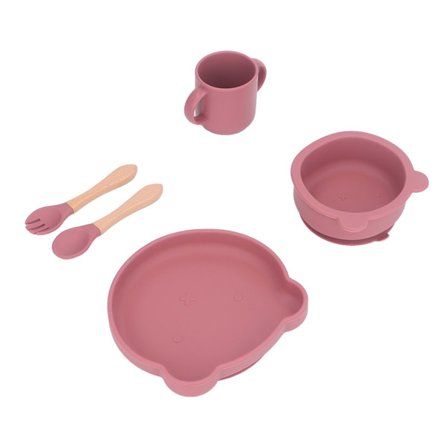 Søtt Bjørn Silikon Baby Matesett Sugeplate Skål Kopp Gaffel Skje Avvenning Type 2