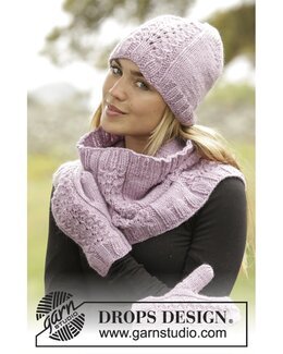 Strikkeoppskrift Lue, votter og hals - Drops Design