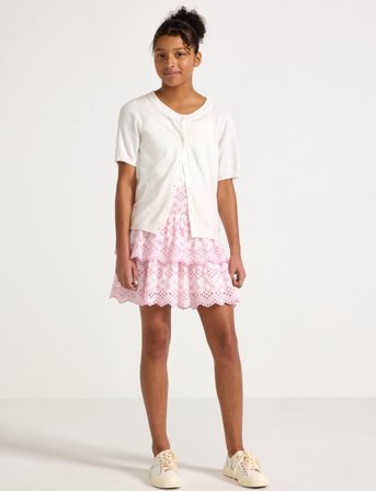 Lindex Skirt Schifflie Embroidery - Pink - 128