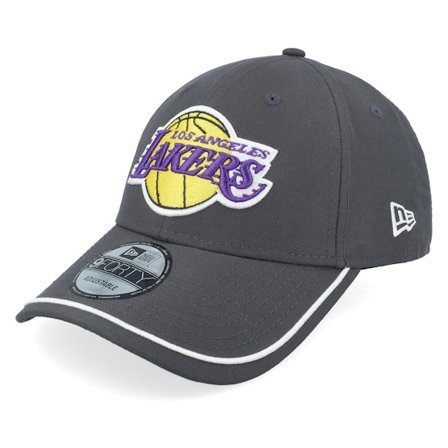 New Era - NBA Grey adjustable Czapka Z Daszkiem - Los Angeles Lakers Piping 9FORTY Charcoal Adjustable @ Hatstore