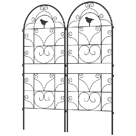 Metal espalier Sæt med 2 til tilstopning af rustfast espalier med fugledesign til klatreplanter 50 x 120 cm espalier til stueplanter Plantespalier til