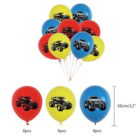 18 st Monster Truck Ballonger Födelsedagsfest Dekorationer Tillbehör