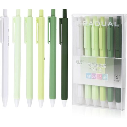 6 stk. Æstetiske Kuglepenne, 0,5 mm Fin Spids Kuglepen Sort Blæk Optrækkelige Pastel Rollerballpenne