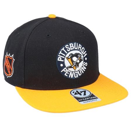 47 Brand - NHL Černá snapback Kšiltovka - Hatstore Exclusive x Pittsburgh Penguins Sure Shot Two Tone Captain BLack/Yellow Snapback @ Hatstore