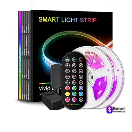 Smart RGB LED-ljusslinga med app och fjärrkontroll – Musikstyrd, dimbar, vattentät/ej vattentät, 12V 5050 LED (5 m–20 m)