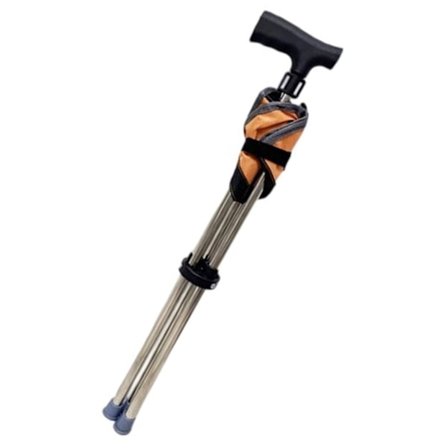 Slitesterk, vanntett spaserstokk med regulerbare puter i rustfritt stål, stol for golf, fiske og eldre reiser