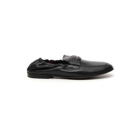Dolce & Gabbana, logo plaque leather loafers Czarny, Mężczyzna, Rozmiar: 42 EU