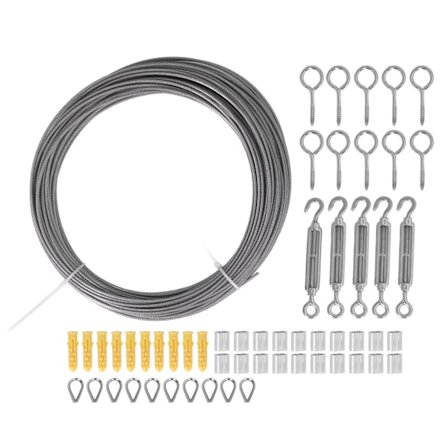 Utendørs hengekrok kabelsett 304 rustfritt stål tauhylse sett for streng lys rekkverk