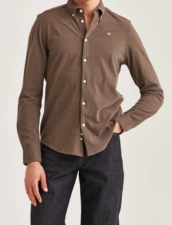 Morris Camden Piqué Shirt - Brown - XS