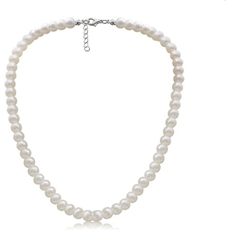 Perlehalskæde til mænd, hvid perlehalskæde til kvinder, rund perlehalskæde, perlehalskæde