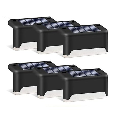 6 Pakke Solcelle Dekklys, Solcelle Dekk LED-lys for Utendørs, Vanntett Solcelle LED-lys for Dekk, Trinn, Rekkverk, Vegg, Terrasse, Hage, Trappe, Gård 