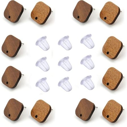 Firkantede øreringe i træ Træ øreringe med øreringe