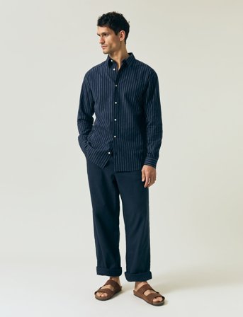 Lexington Clothing Loose Pinstriped Shirt - Blue - L