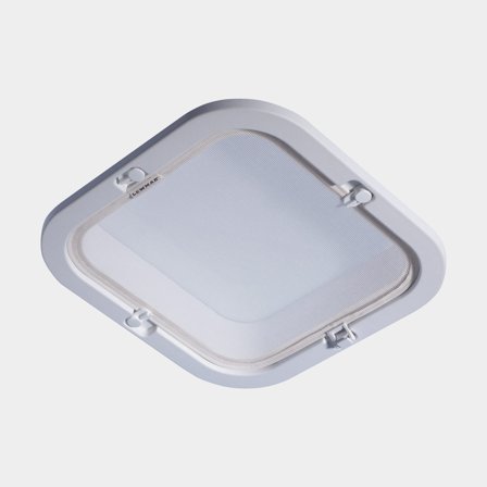 Ramka wewnętrzna / zestaw wykończeniowy do luku pokładowego, biały, z siatką przeciw owadom, pasuje do Lewmar Flush, Low & Medium Profile (strl. 50) -