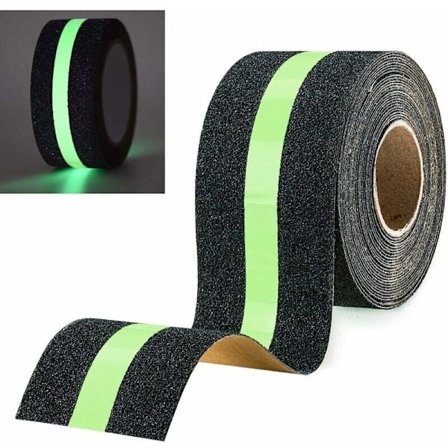1 sklisikker tape som lyser i mørket, lysende film, innvendig og utvendig sklisikker sikkerhetsstripe for trapper, 10 m x 5 cm