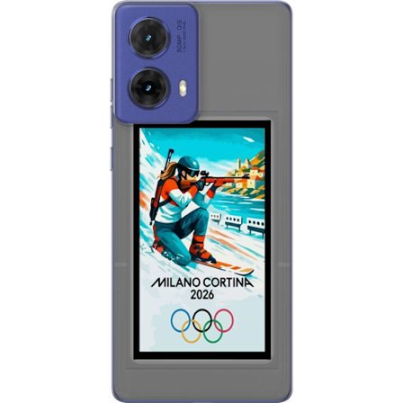 Kompatibelt Mobildeksel til Motorola Moto G85 Retroplakat Cortina Milano 2026 med fjell, vintersportsutøvere, italienske trikolor, Milano-katedralen o
