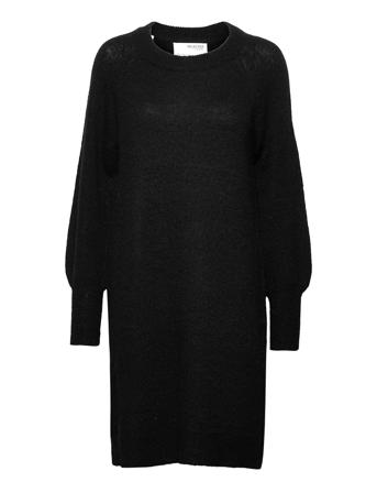 Slflulu Ls Knit Dress O-Neck Black Selected Femme