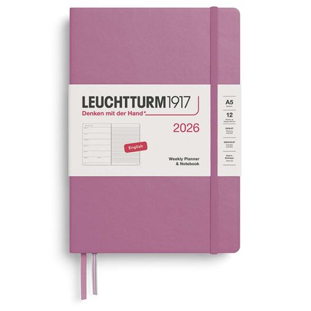 Diary Weekly Planner & Notebook 2026 A5 Dusty Rose