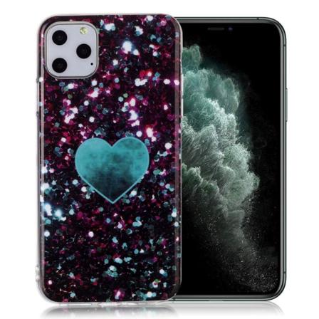 Marmormotiv iPhone 11 Pro Max skal - Glittrande Blått Hjärta Blå