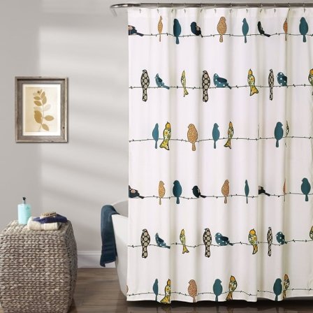 IC Rowley Birds duschdraperi - Blommigt tryck för badrum, 72" x 72", flerfärgad