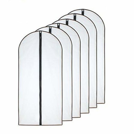 Mothsäkra klädpåsar, 60 x 100 cm (24 tum x 40 tum), svarta med ventilerande transparenta sidor med dragkedja, för klädförvaring (6-pack).