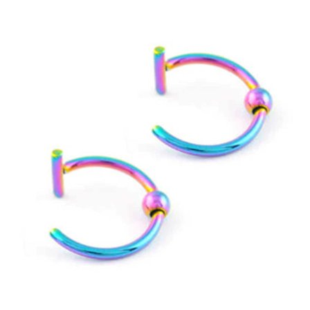 2-pack Fake Läppring utan Hål Fake Piercing - Flerfärgad