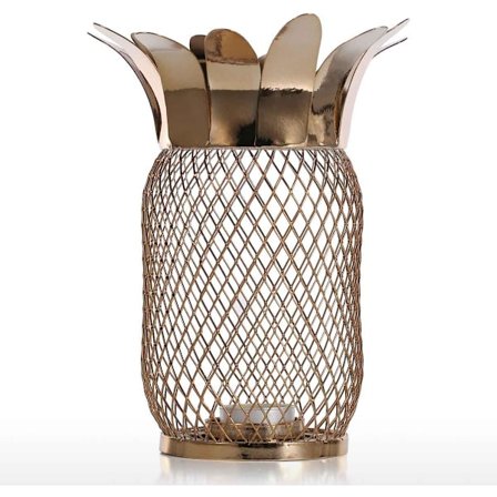 Ananasformad ljusstake i metallplätering, handgjord, nät D