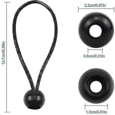 20 stk. strikk med kuler, elastiske kuler, festesnor, presenningstrikk, presenningsstrikker med kule for Ban