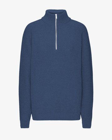 Merino Quarter Zip - Petrol Blue