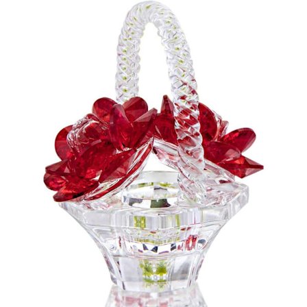Krystal Rose Vase Figur Glas Rose Ornament, Krystal Kurv af Blomster Papirvægt