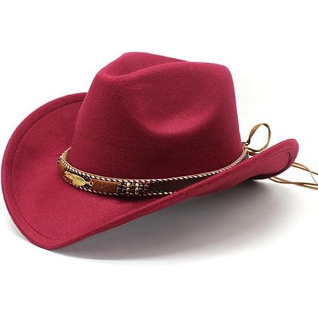 Cowboyhatter for kvinner, cowboyhatter for menn i westernstil, cowboyhatter med bred brem og belter, filthatter.