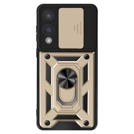 Coque för Samsung S25 Edge Ring Stöd med Kameraskydd Mayaxess Guld