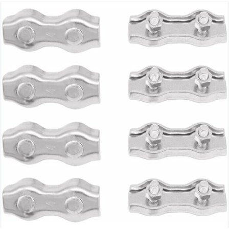 Rostfria kabelklämmor 8 stycken M4 Duplex kabelklämma repklämma