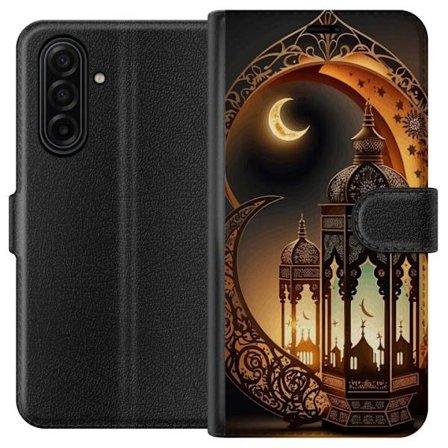 Yhteensopiva Lompakkokotelo Samsung Galaxy A17 5G Dekorativ orientalisk lykta med halvmåne och stjärnor i varm gyllene nattmiljö