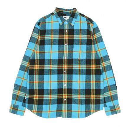 Obey, orchard woven long-sleeved shirt Blauw, Heren, Maat:L