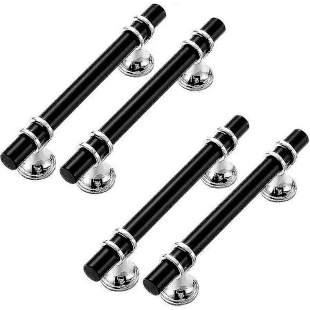 4 stk. skaphåndtak, svarte kjøkkenskaphåndtak, dørhåndtak, kjøkkenskap i aluminiumslegering, med skruer, for skuffmøbler til skap på soverommet