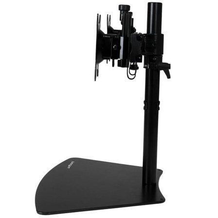 StarTech Dual Monitor Mount - Supports Monitors 12" to 24" - Adjustable - VESA Monitor Stand for Desk - Low Profile Base - Horizontal - Black