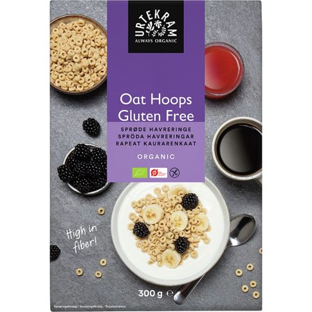Urtekram Oat Hoops glutenfri Ø 300 g, Helse & Madvarer, Gryn, Flager & Drys, Drys