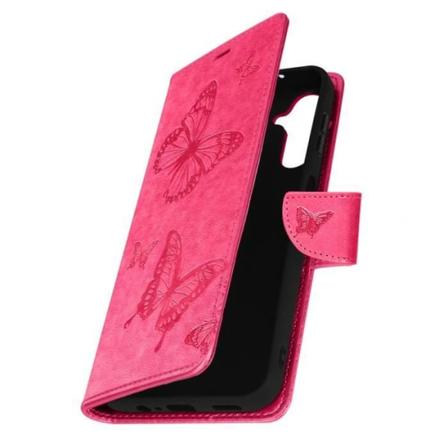 Etui til Galaxy A14 5G Butterfly Pattern Wallet Video Support håndledsrem Pink