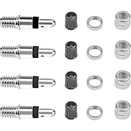 16-delars cykelventil Dunlop komplett set, adapter cykelventil + muttrar + ventil