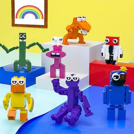 Boligindretning 7 stk. Rainbow Friends Samlede Mini Byggeklods Actionfigurer Legetøj Børnegaver