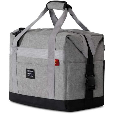 Køletaske, 20L Isoleret Frokostpose, Picnictaske, Justerbar Skulderrem, Stor Sammenfoldelig Isoleret Taske til Picnic/Rejse/Kontor, Grå