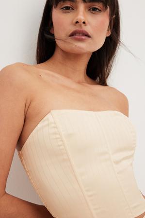 NA-KD Corset à rayures - Crop tops - Beige,Stripe - EU 42