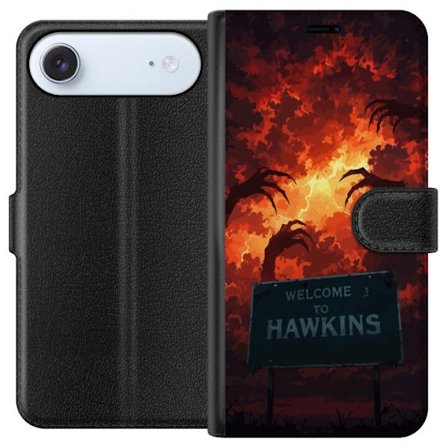Kompatibelt Lommeboketui til Apple iPhone 17 Air Mørk apokalyptisk fantasi-scene med brennende himmel og Hawkins-skilt i Stranger Things-stil