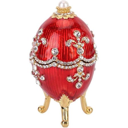 Fabergéæg, påskeæg håndmalet glaseret Fabergéæg skinnende diamanter påskeæg smykkeskrin til halskæder armbånd ring skrivebordsdekorationer