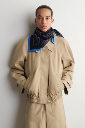 COS Women's Rounded Cotton Blouson Jacket in Beige