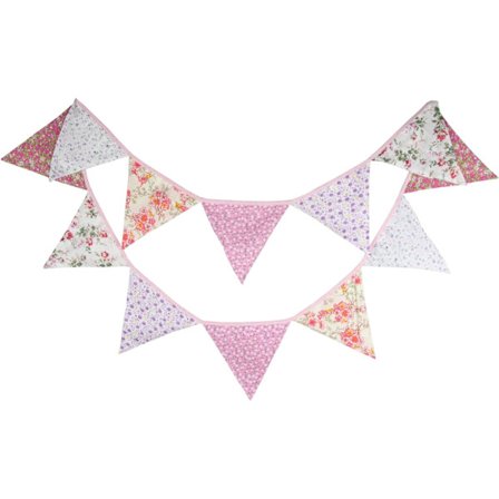 10,8 fot blomstergirlangbanderoll, vintage dubbelsidig tyg chic flagggirlang (ros)